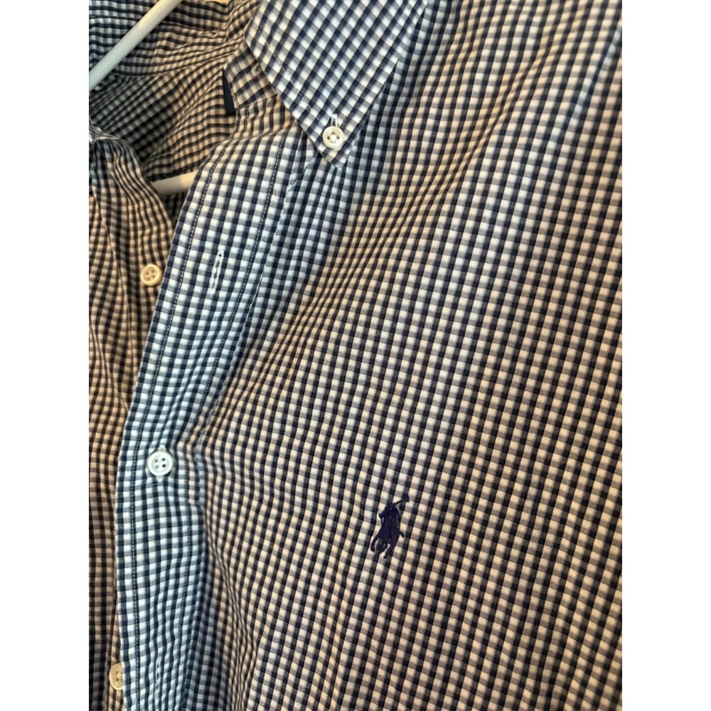 Ralph Lauren Blake Mens Large Blue Gingham Check 100% Two-Ply Cotton Button Down - Picture 2 of 5